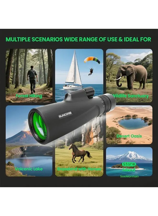 30x50 High Power Monocular Telescope 30X Zoom 50mm Large Objective Lens Compact Lightweight For Bird Watching Stargazing Hunting Black - Image 5