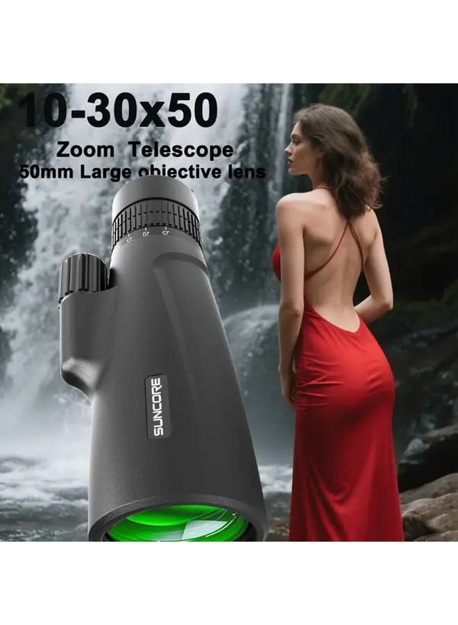 30x50 High Power Monocular Telescope 30X Zoom 50mm Large Objective Lens Compact Lightweight For Bird Watching Stargazing Hunting Black - Image 2