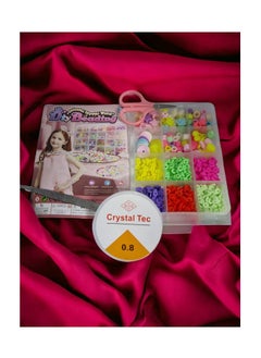 Generic Beads for making jewelry for girls and children, various colors of beads, 8 mm, Heishi, with a set of charms and elastic threads for making jewelry, bracelets and chains  - Image 2