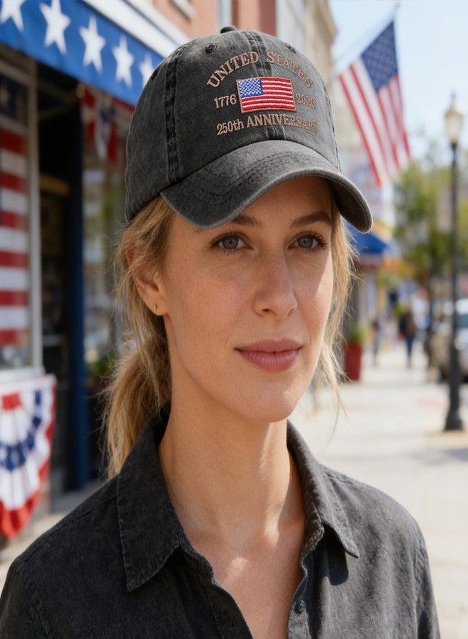 singwe 250 Anniversary USA Hat 1776-2026 United States 250th Hats America Patriotic Baseball Cap for Men Women Embroidered Black - Image 5