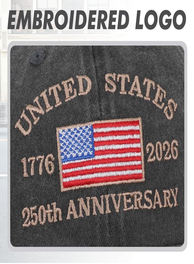 singwe 250 Anniversary USA Hat 1776-2026 United States 250th Hats America Patriotic Baseball Cap for Men Women Embroidered Black - Image 2