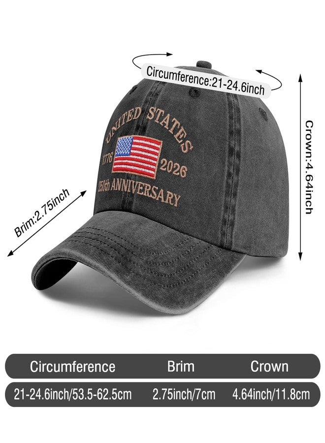 singwe 250 Anniversary USA Hat 1776-2026 United States 250th Hats America Patriotic Baseball Cap for Men Women Embroidered Black - Image 3