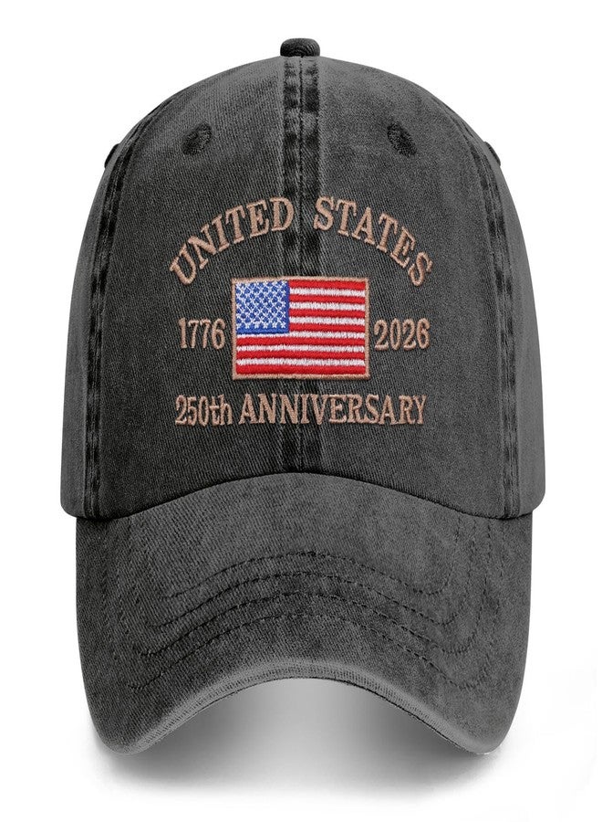 singwe 250 Anniversary USA Hat 1776-2026 United States 250th Hats America Patriotic Baseball Cap for Men Women Embroidered Black - Image 1