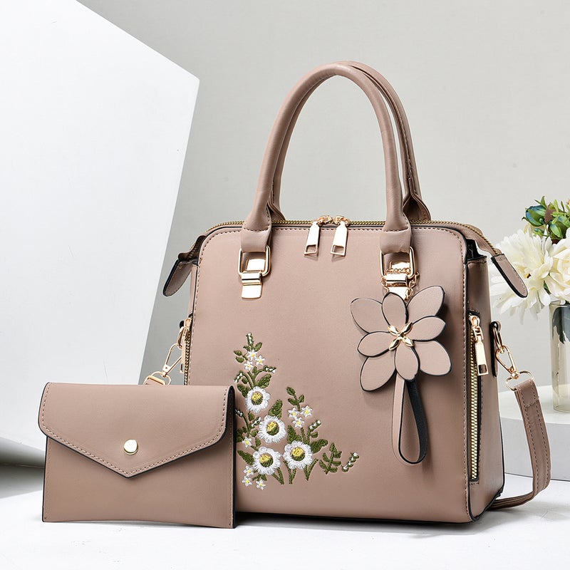 Women'S Bag Fashionable Embroidered Western Style Two-Piece Elegant Handbag Simple Crossbody Bag Mother Bag - Image 3
