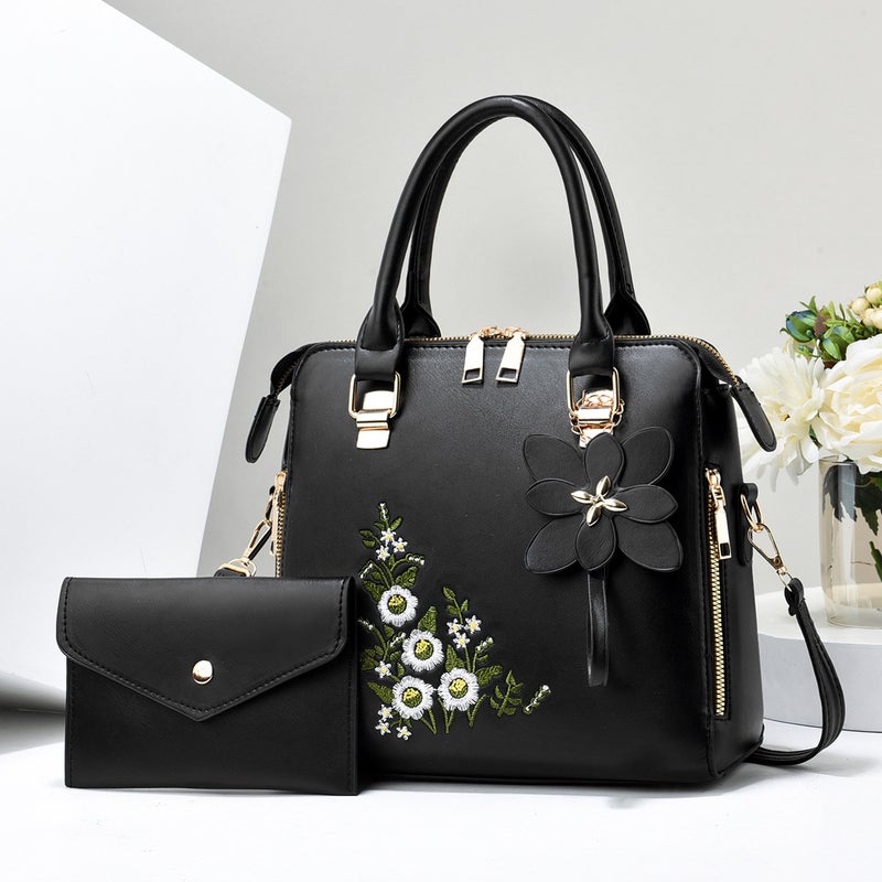 Women'S Bag Fashionable Embroidered Western Style Two-Piece Elegant Handbag Simple Crossbody Bag Mother Bag - Image 4