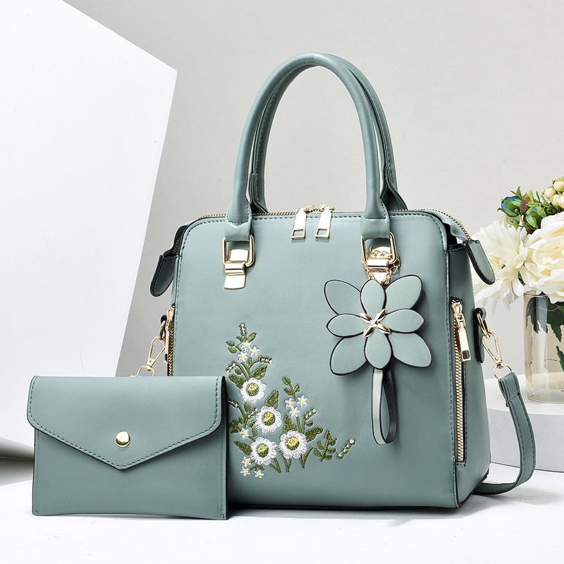 Women'S Bag Fashionable Embroidered Western Style Two-Piece Elegant Handbag Simple Crossbody Bag Mother Bag - Image 2
