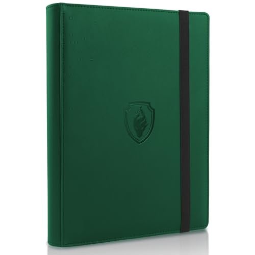 Fabmaker Trading Card Binder 9 Pocket, Fabmaker PU Cover Card Collection Binder for 360 Cards, Premium Card Book, Sturdy Card Holder Folders, Card Album for YuGiOh, MTG, TCG, Game & Sports Cards, Dark Green - Image 1