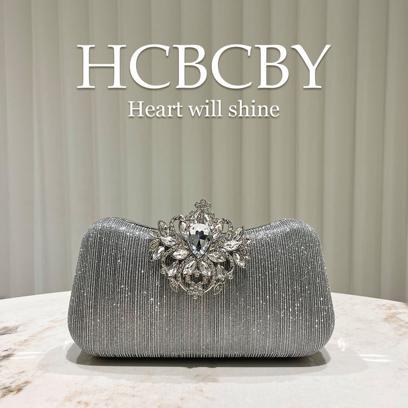Mint Green Gorgeous Rhinestone Buckle Decorative Striped Clutch Bag Women'S Fashionable Elegant Box Evening Bag - Image 4