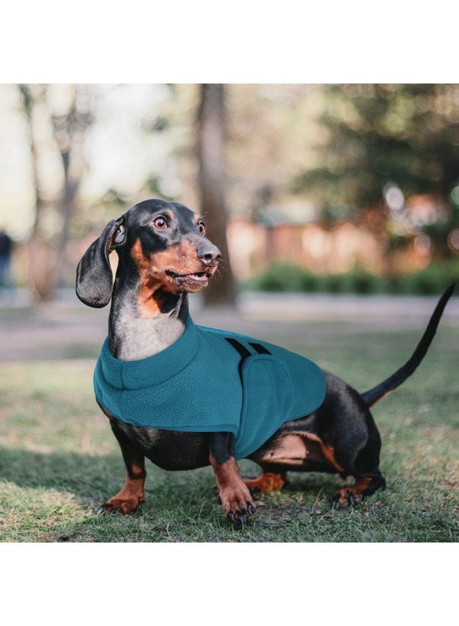 Queenmore Medium Dog Sweaters, Soft Fleece Vest Pullover Dog Jacket with Leash Hole, Warm Winter Dog Clothes Cold Weather Doggy Dachshund Sweater for Medium Dogs Cats Boy or Girl (Peacock-Blue,M) - Image 5