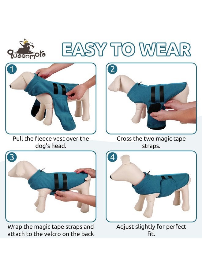 Queenmore Medium Dog Sweaters, Soft Fleece Vest Pullover Dog Jacket with Leash Hole, Warm Winter Dog Clothes Cold Weather Doggy Dachshund Sweater for Medium Dogs Cats Boy or Girl (Peacock-Blue,M) - Image 4