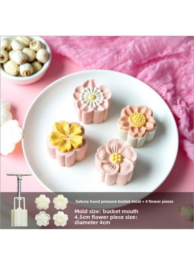 Osmanthus Mooncake Mold Style 2024 Pressing Ice Skin Hand Pressing Household Mung Bean Cake Flow Heart Mid-Autumn Chinese Style Cherry Blossoms-color  - Image 1