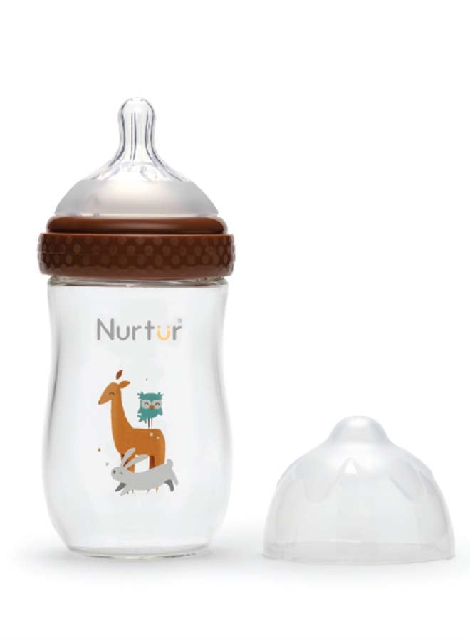Nurtur Nurtur Cozi - 240Ml Anticolic Glass Feeding Bottle - Wide neck - Brown  - Image 2