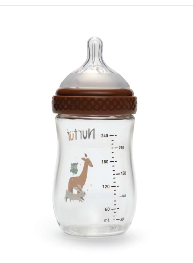 Nurtur Nurtur Cozi - 240Ml Anticolic Glass Feeding Bottle - Wide neck - Brown  - Image 3
