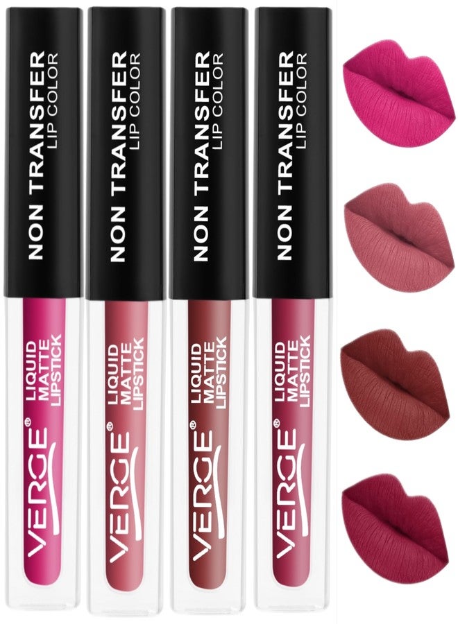 VERGE Lip Shots Non Transfer Waterproof Liquid Lip Color With Long Stay & Matte Finish (Pack Of 4) Sassy - Image 2