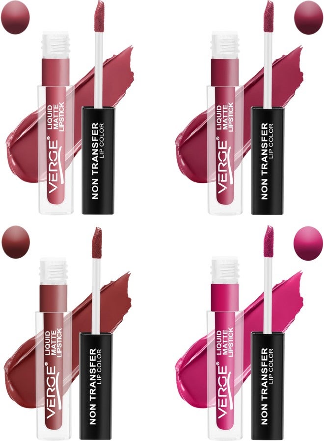 VERGE Lip Shots Non Transfer Waterproof Liquid Lip Color With Long Stay & Matte Finish (Pack Of 4) Sassy - Image 3