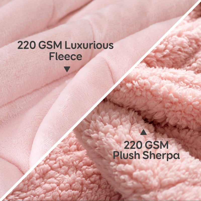 Cottonblue Sherpa Fleece Weighted Blanket 12lbs, Flannel Cozy Plush Blankets, Fuzzy Flannel Bedding Blanket Throw for Twin Full Bed, Minky Soft Blanket for Sofa Bed 48 x 72 inches, Blush Pink - Image 3