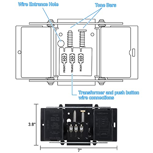 Saillong Wired Doorbell Chime, 16V 10VA Front and Rear Door Chime for Home Wall Inside, Compatible with Doorbell Botton and Transformer, Two Loud Sounds - Image 4