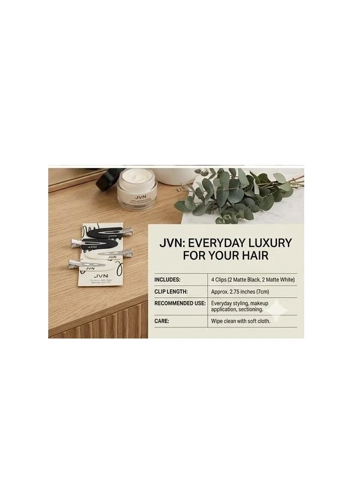 JVN  JVN Soft Clips Hair Clips - 4 Piece Set for Gentle Styling and Secure Hold for Women | Best Price UAE