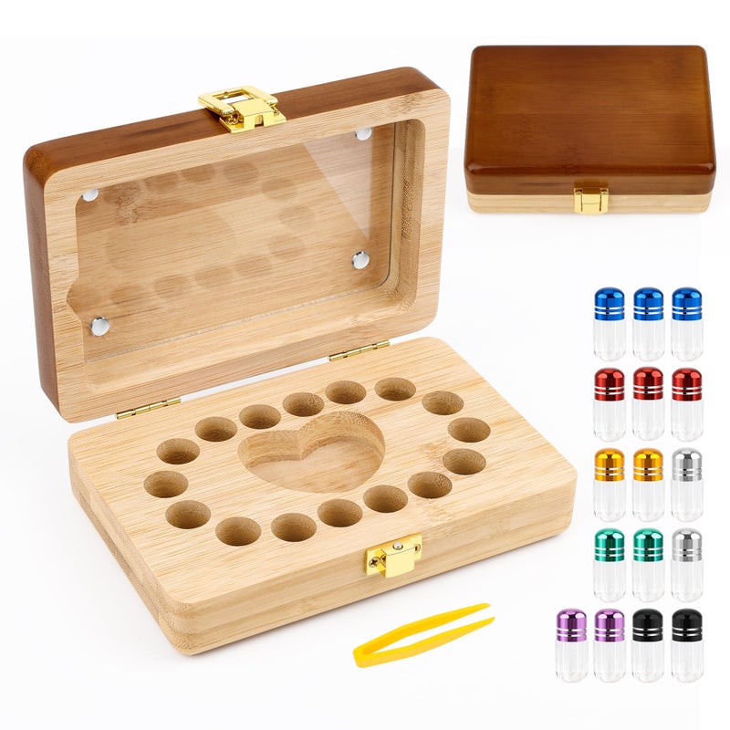 Coolrunner Tooth Boxes for Lost Teeth for Kids, Baby Teeth Keepsake Box for 16 Kisd Teeth, Solid Wood Teeth Boxes, Baby Tooth Box with tweezers and mini bottle - Image 1