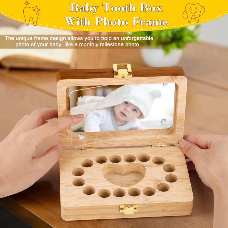 Coolrunner Tooth Boxes for Lost Teeth for Kids, Baby Teeth Keepsake Box for 16 Kisd Teeth, Solid Wood Teeth Boxes, Baby Tooth Box with tweezers and mini bottle - Image 5