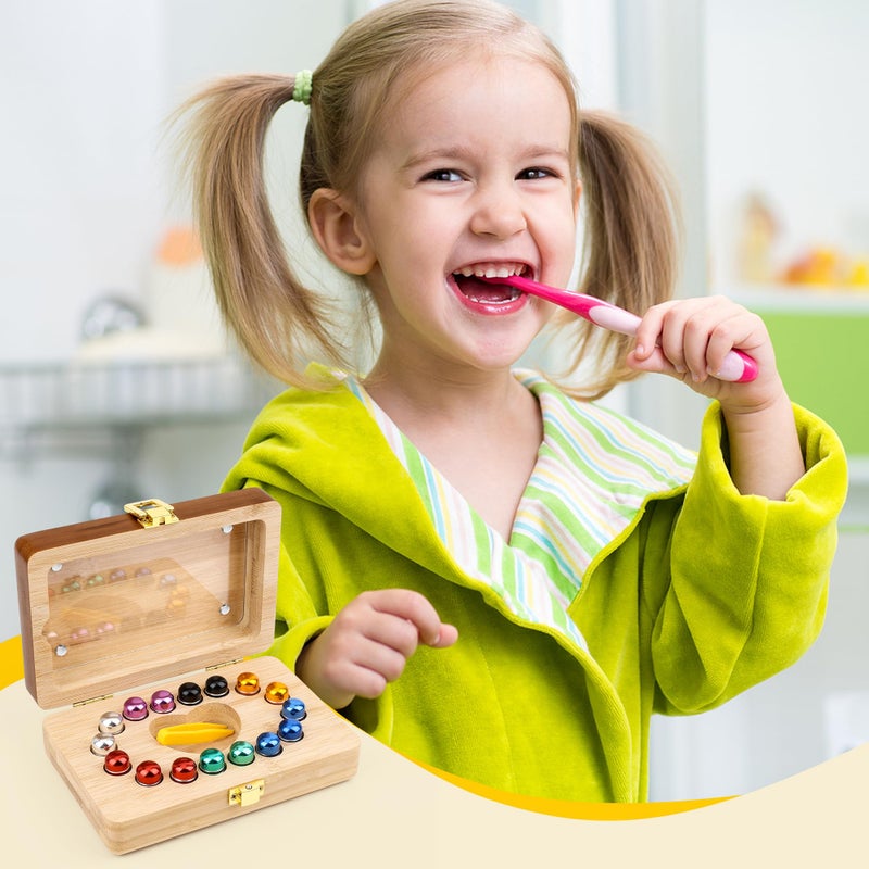 Coolrunner Tooth Boxes for Lost Teeth for Kids, Baby Teeth Keepsake Box for 16 Kisd Teeth, Solid Wood Teeth Boxes, Baby Tooth Box with tweezers and mini bottle - Image 3