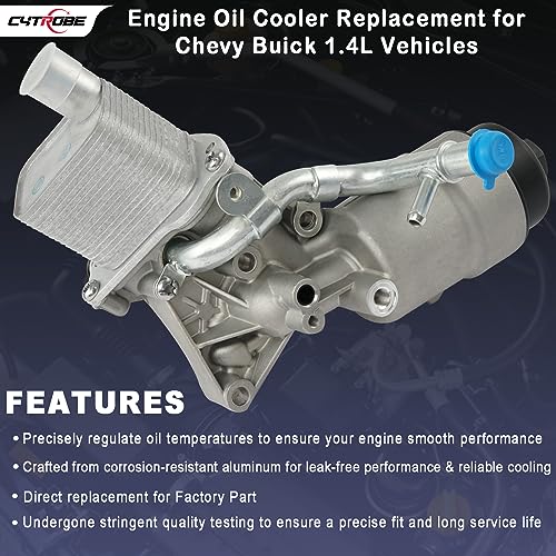 CYTROBE Engine Oil Cooler Filter Housing Assembly Adapter with Gasket, Filter Insert, Cap Compatible with 2011-2021 Chevy Cruze Sonic Trax Buick Encore 1.4L Turbo Replace 55566784 918-428 55565388 88179-91400 - Image 2