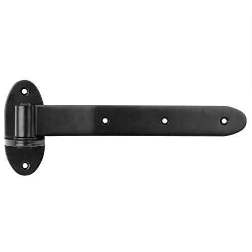 MOUNTAIN_ARK 4 Pack 12" Black Strap Gate Hinges, Heavy Duty T Shape Cranked Band Lift Off Door Hinge for Shed Barn Fence with Removeable Pin, 3/16" Thick - Image 1