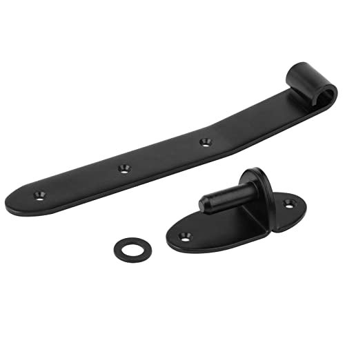 MOUNTAIN_ARK 4 Pack 12" Black Strap Gate Hinges, Heavy Duty T Shape Cranked Band Lift Off Door Hinge for Shed Barn Fence with Removeable Pin, 3/16" Thick - Image 4