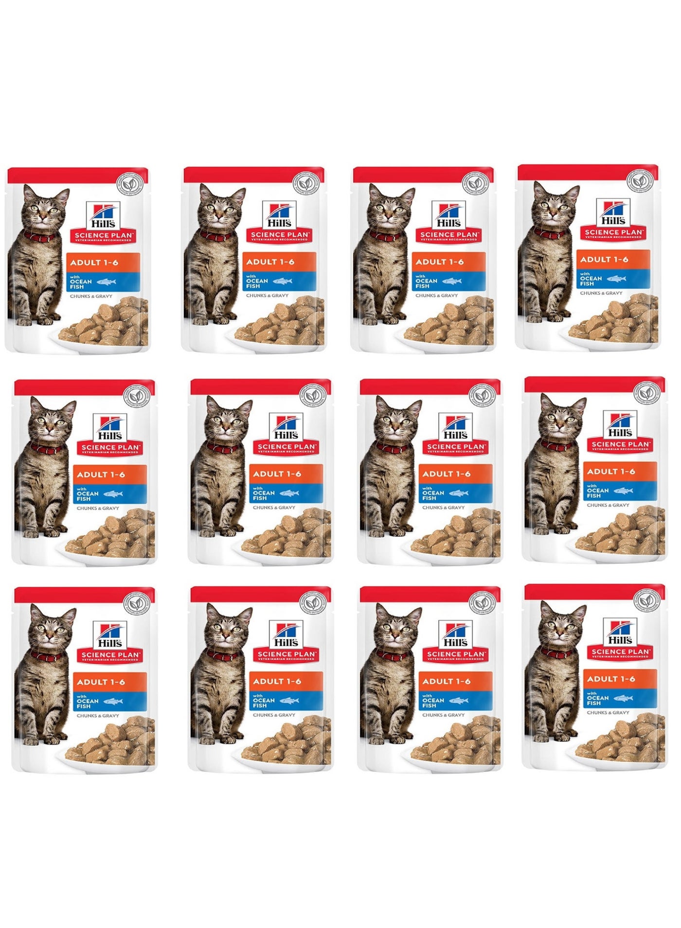 Hill's Science Plan Adult Wet Cat Food Ocean Fish Pouches (85g x 12 Pcs ) - 1 Box