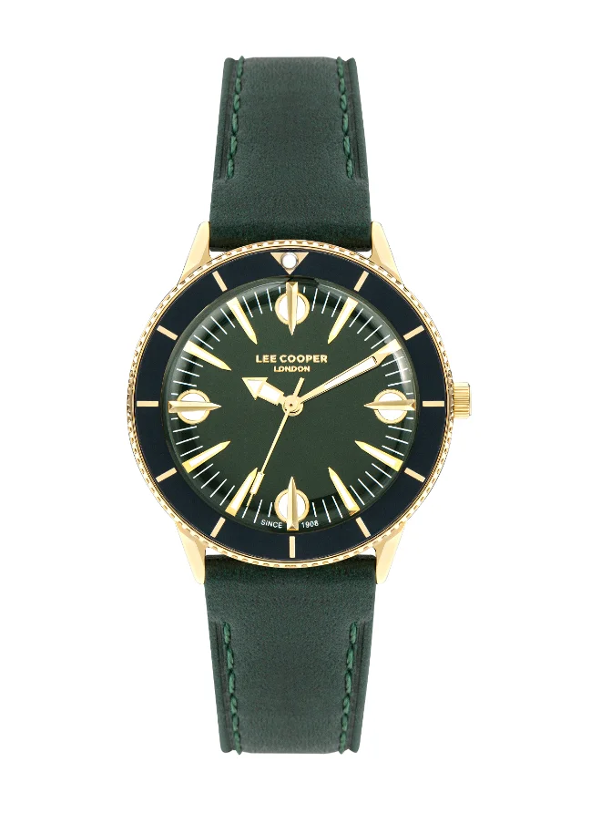 لي كوبر Women's Watch, Analog Display and Leather Strap - LC07932.177, Green