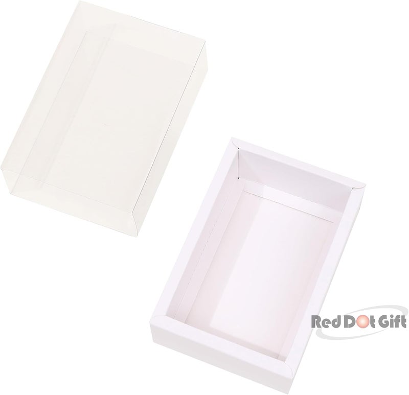 Red Dot Gift 20-pack DIY Rectangle Drawer Kraft Boxes With Clear Lid CT08: 22 * 12 * 6cm Cardboard Present Packaging Boxes for Party Favor Treats, Candy and Jewelry Crafts.(White) - Image 4