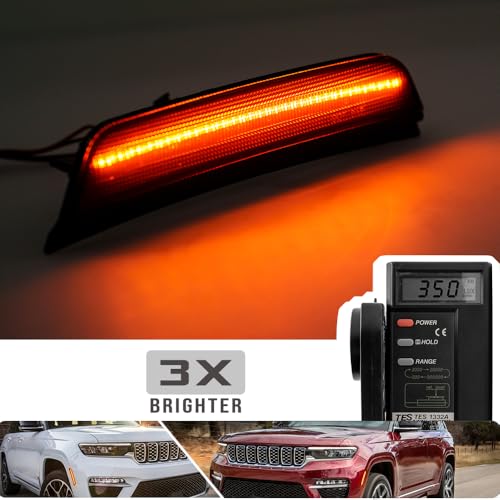 Mingrui test 2PCS Amber Led Side Marker Lights for 2021-2024 J'eep Grand Cherokee L, 2022-2024 Grand Cherokee WL Led Indicator Turn Signal Light Kit Smoked Lens Front Bumper Clearance Light OEM Replacement - Image 2
