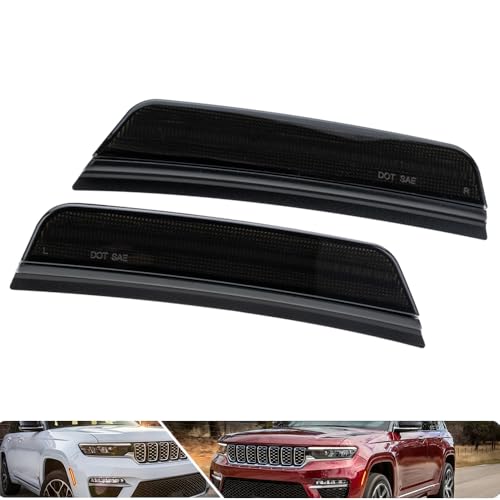 Mingrui test 2PCS Amber Led Side Marker Lights for 2021-2024 J'eep Grand Cherokee L, 2022-2024 Grand Cherokee WL Led Indicator Turn Signal Light Kit Smoked Lens Front Bumper Clearance Light OEM Replacement - Image 4