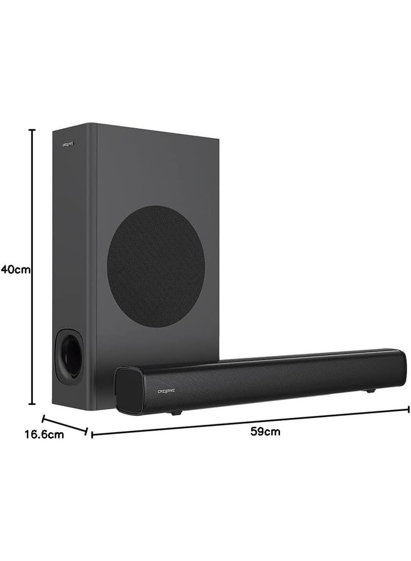 CREATIVE Stage 2.1 Channel Soundbar with Subwoofer for TV, Computer and Ultrawide Screens, Bluetooth/Optical Input/TV ARC/AUX Input, Remote Control and Wall Mounting Kit  - Image 5