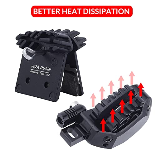 JFOYH 2 Pairs J02A Resin Disc Brake Pads with Cooling Fin, Compatible with XTR M9000/DEORE XT M8100/DEORE XT M8000/DEORE XT M780/SLX M7100/SLX M7000/SLX M670/SLX M660/DEORE M6100/DEORE M5100 - Image 4