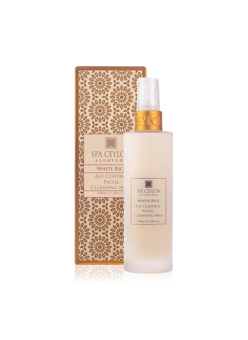 spa ceylon - SPA CEYLON White Rice Age Control Facial Cleansing Milk  Natural Hydrating Face Cleanser with Rice Bran Oil for Deep Cleansing  Suitable for All Skin Types - Image 1