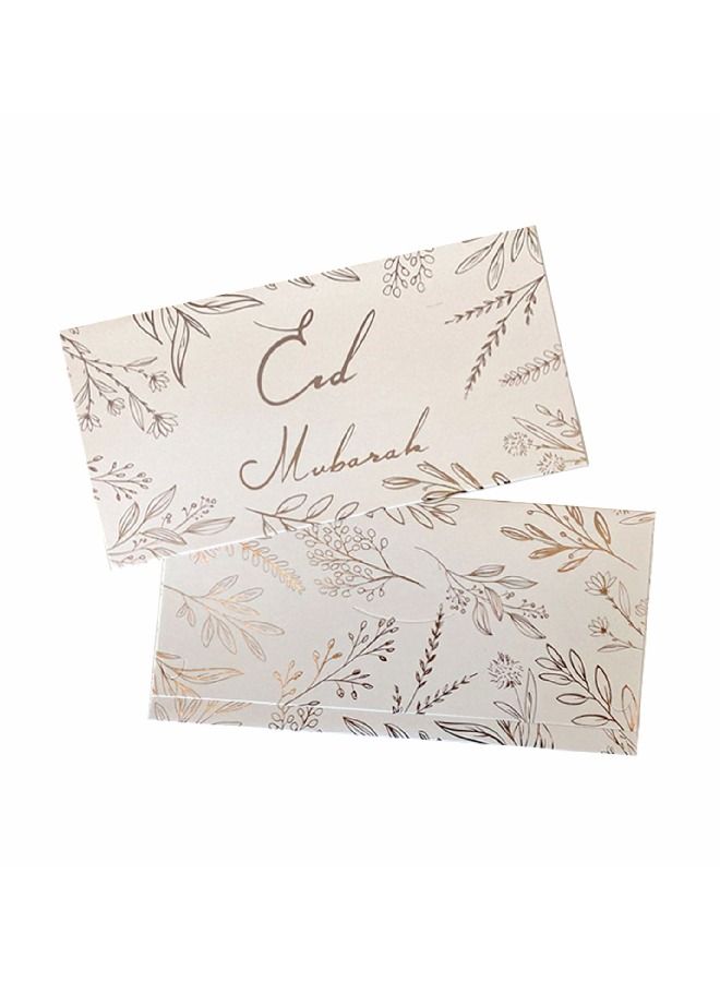 ThePartyPopper Pack of 10 Rose Gold Floral Eid Mubarak Envelopes - Image 1