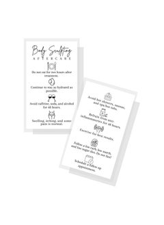 Lashicorn Body Sculpting Aftercare Instruction Cards ; 50 Pack ; 2 X 3.5” Inch Business Card ; Body Sculpting Supplies ; Black And White Minimalist Contouring  - Image 2