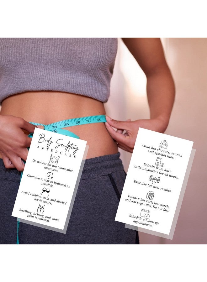 Body Sculpting Aftercare Instruction Cards ; 50 Pack ; 2 X 3.5” Inch Business Card ; Body Sculpting Supplies ; Black And White Minimalist Contouring