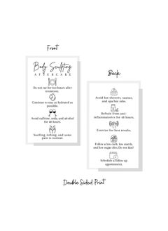 Lashicorn Body Sculpting Aftercare Instruction Cards ; 50 Pack ; 2 X 3.5” Inch Business Card ; Body Sculpting Supplies ; Black And White Minimalist Contouring  - Image 4
