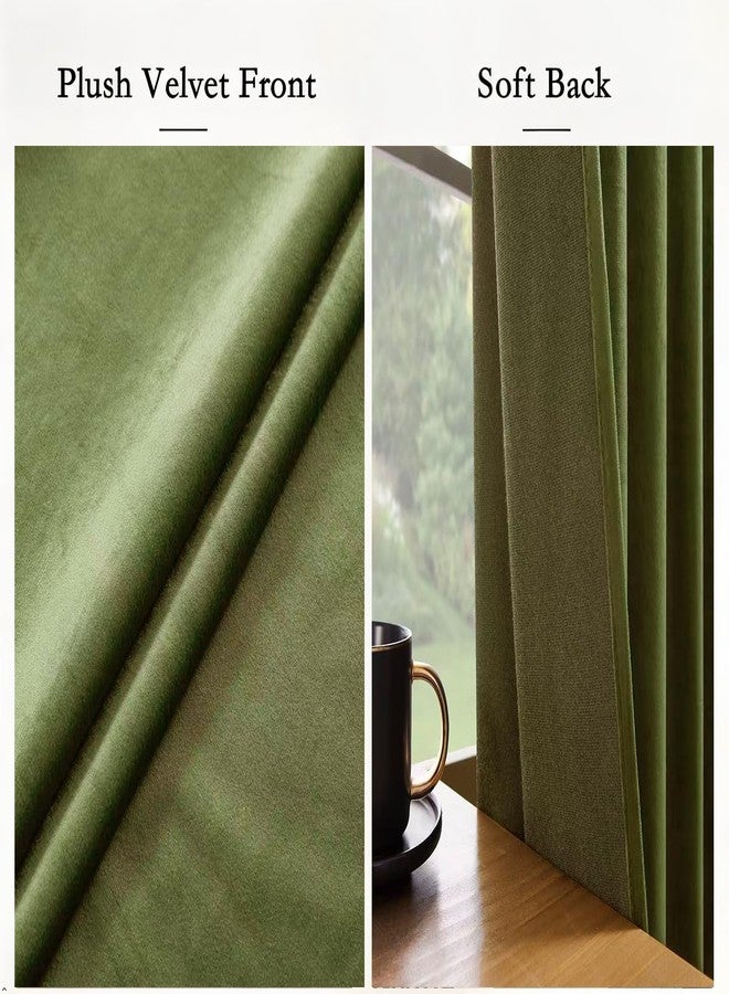 Timeper Hunter Green Velvet Curtains W52 x L84 inches 2 Panels, Blackout Thermal Insualted Curtains Velvet Drapes for Bedroom/Living Room/Home Office, Back Tab & Rod Pocket - Image 4