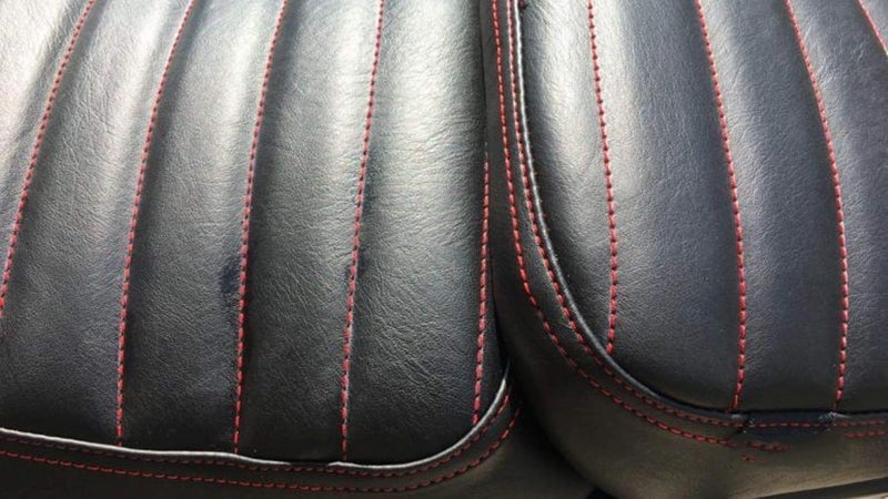 NitroRider Seat Cover Retro Look with Cushioned Compatible with RE Himalayan (Red & Black Stitching) - Image 2