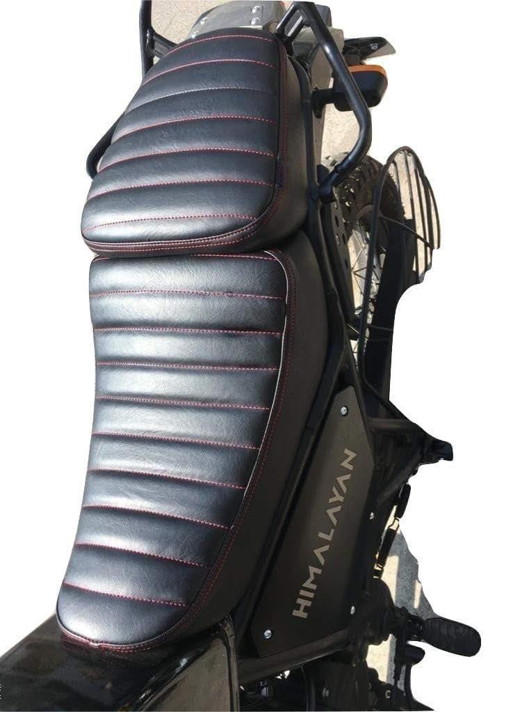 NitroRider Seat Cover Retro Look with Cushioned Compatible with RE Himalayan (Red & Black Stitching) - Image 1