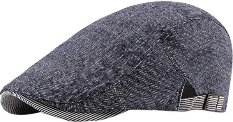 Valkyrie Italian Style Men's Cap Hat Buckle Adjustable Sweatproof Plain Men's Navy Blue