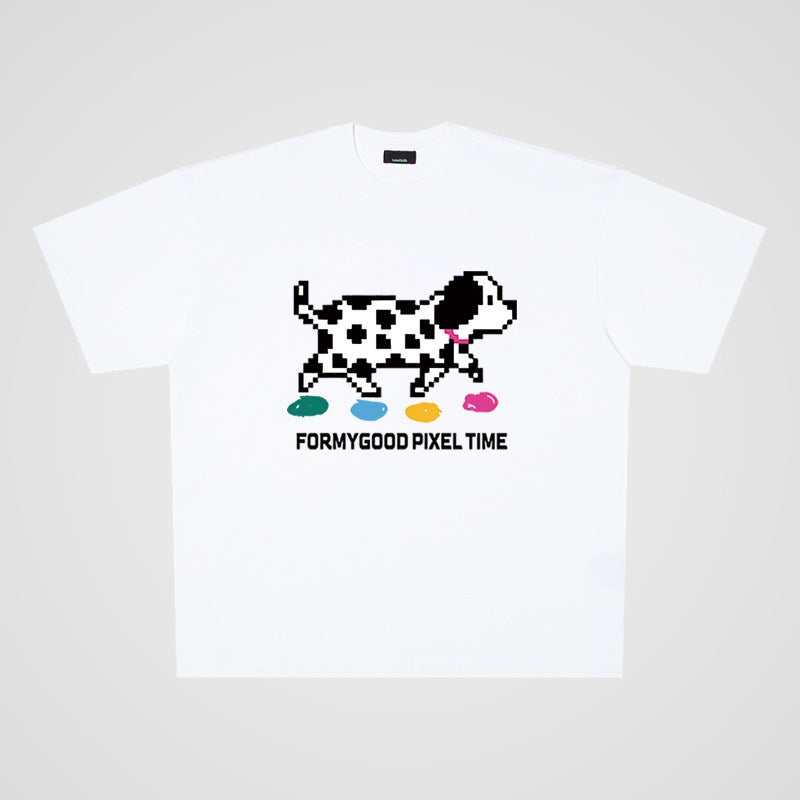 250G Heavy Cotton Cartoon Animation Street Casual Oversize Large Board Short Sleeve T-Shirt Men And Women Couples Tide - Image 2