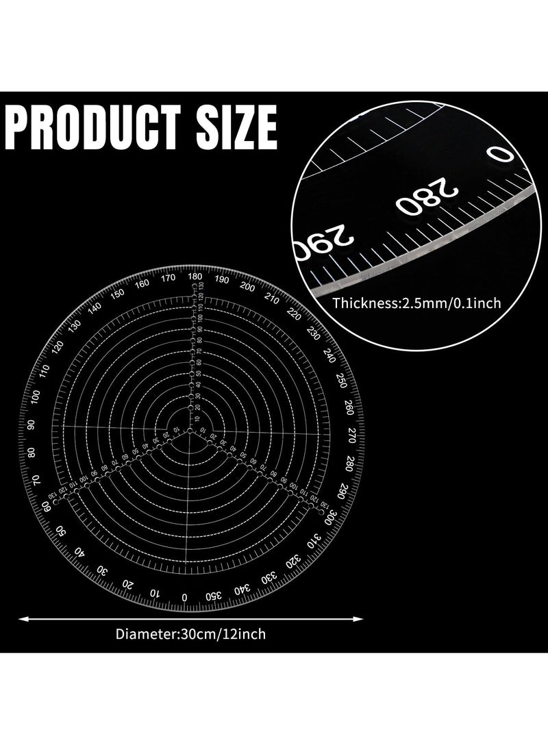 Generic 300mm Round Center Finder Compass Clear Acrylic Ruler for Woodworking and DIY Projects Ideal for Crafts and Furniture Making  - Image 2