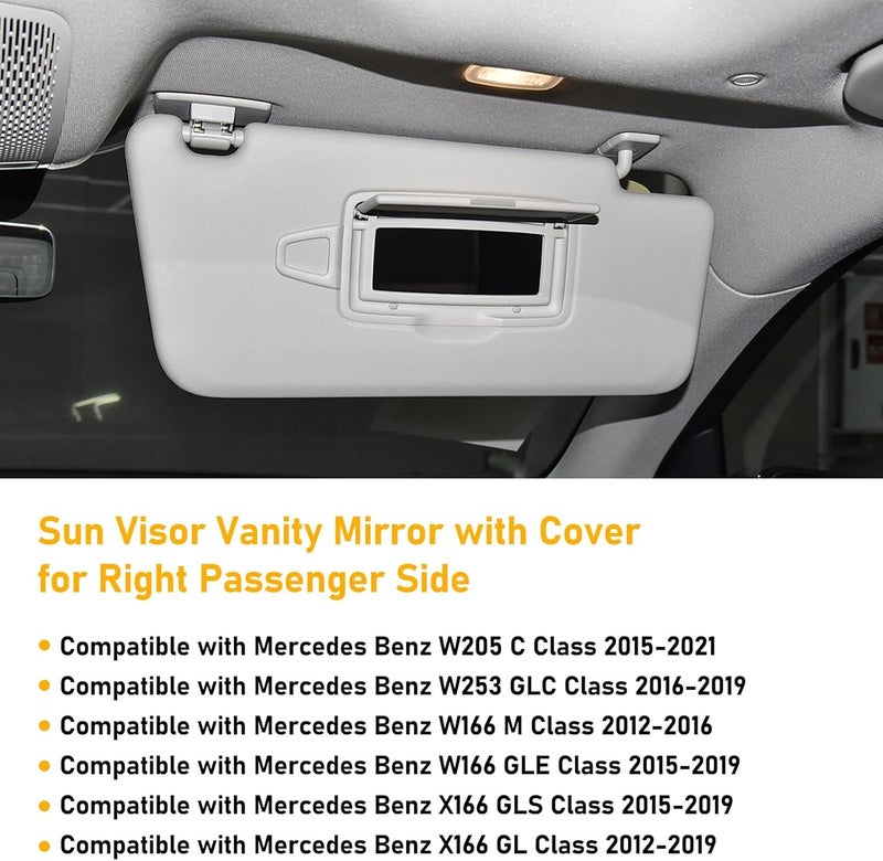 Abodvu Right Side Sun Visor Vanity Mirror Cover for Mercedes Benz - Image 2