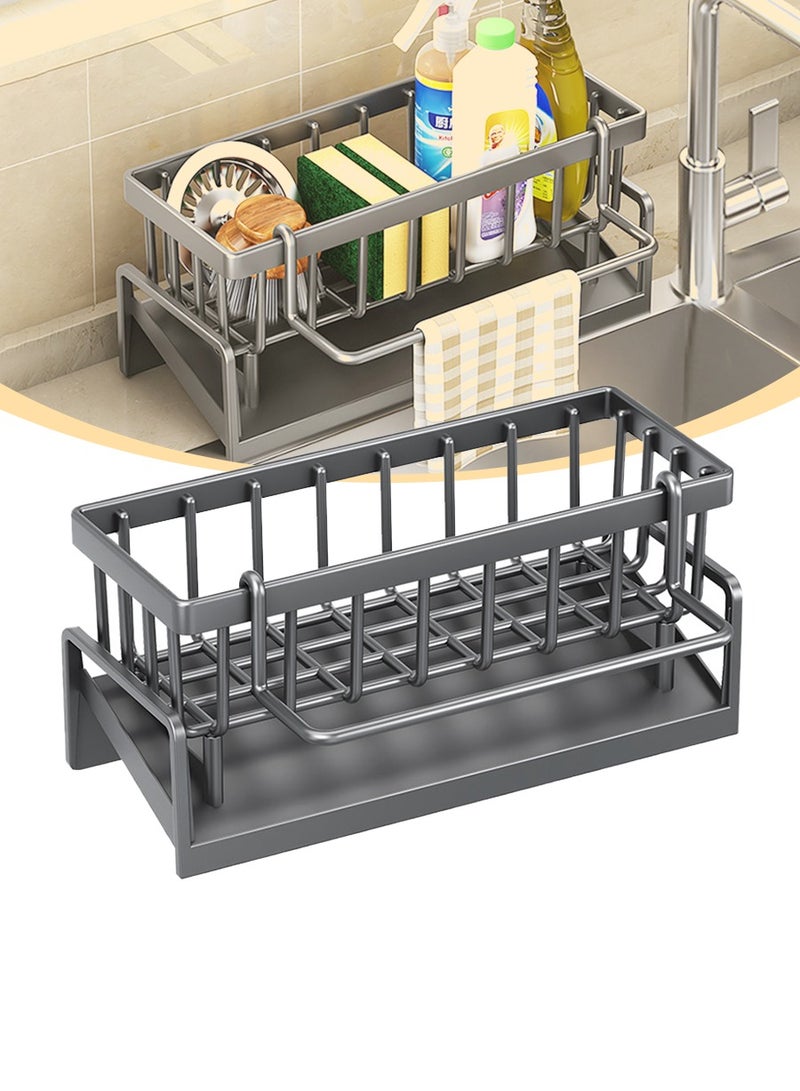 BEIRUI Drainer racks, Kitchen Sink Sponge Racks, Drain Racks, Sink Caddies with Cloth Racks and Dividers, Brushes, Sponges, Detergent Dispenser Storage, Bathroom and Kitchen Utensils Dishwashing Sponge Racks  - Image 1