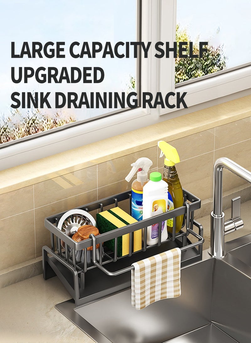 BEIRUI Drainer racks, Kitchen Sink Sponge Racks, Drain Racks, Sink Caddies with Cloth Racks and Dividers, Brushes, Sponges, Detergent Dispenser Storage, Bathroom and Kitchen Utensils Dishwashing Sponge Racks  - Image 2