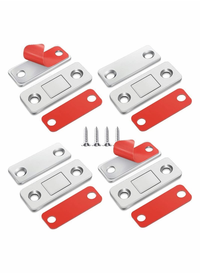 Y&D 4 Pack Magnetic Door Catch, Ultra Thin Cabinet Magnets Stainless Steel Adhesive for Kitchen Closet Drawer Latch  - Image 1